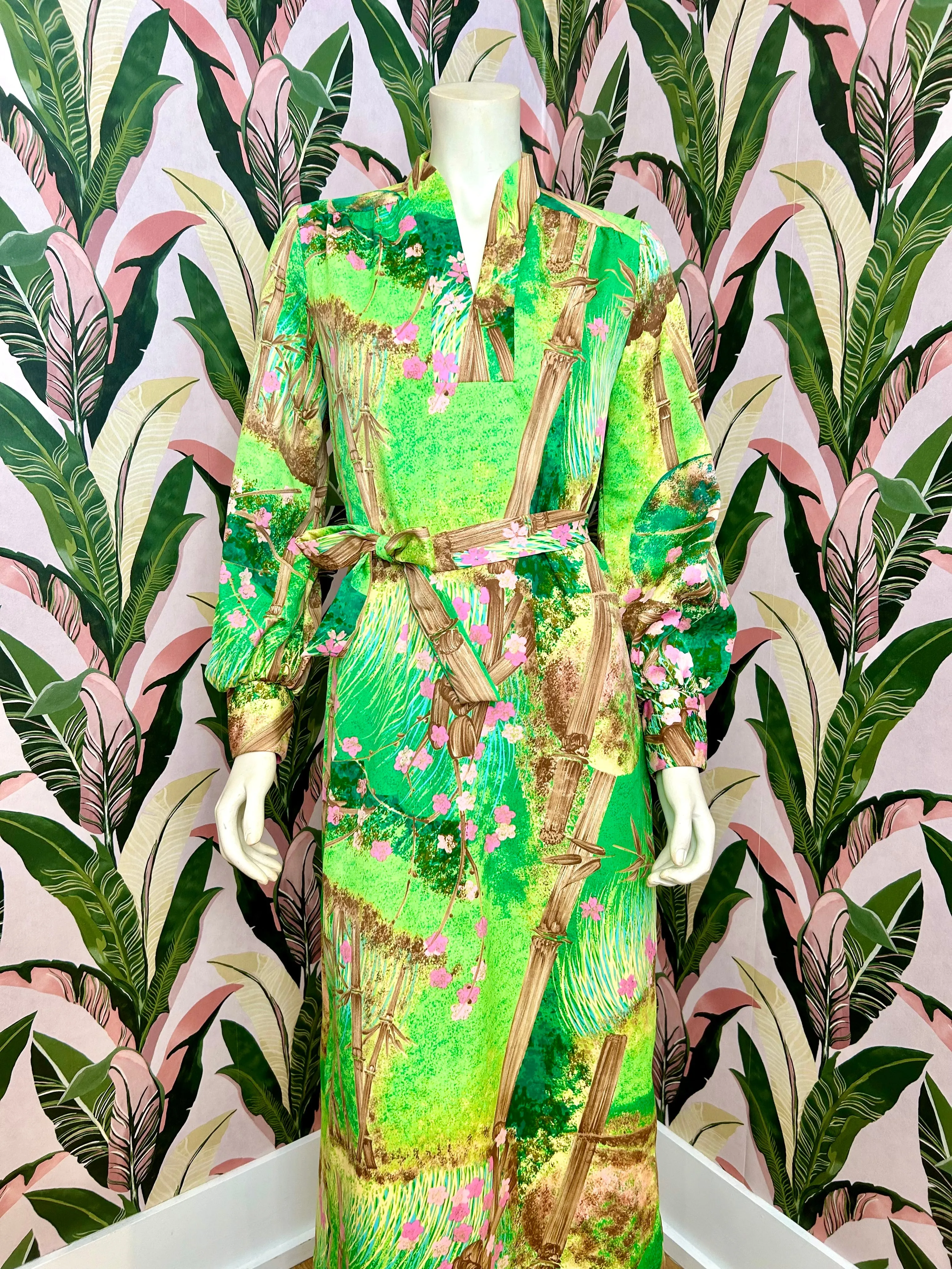 1970s Tori Richard Bamboo Tiki Dress