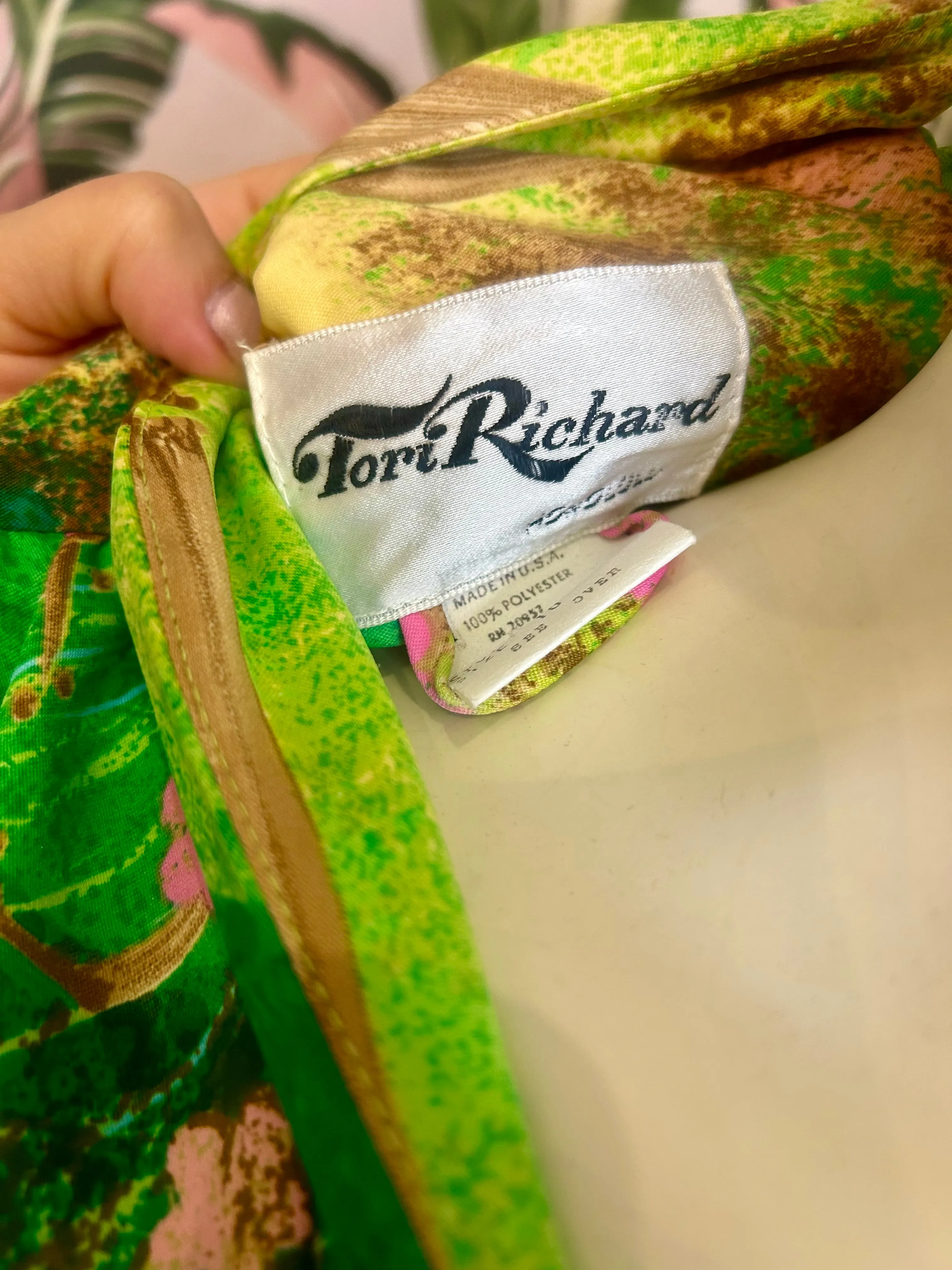 1970s Tori Richard Bamboo Tiki Dress