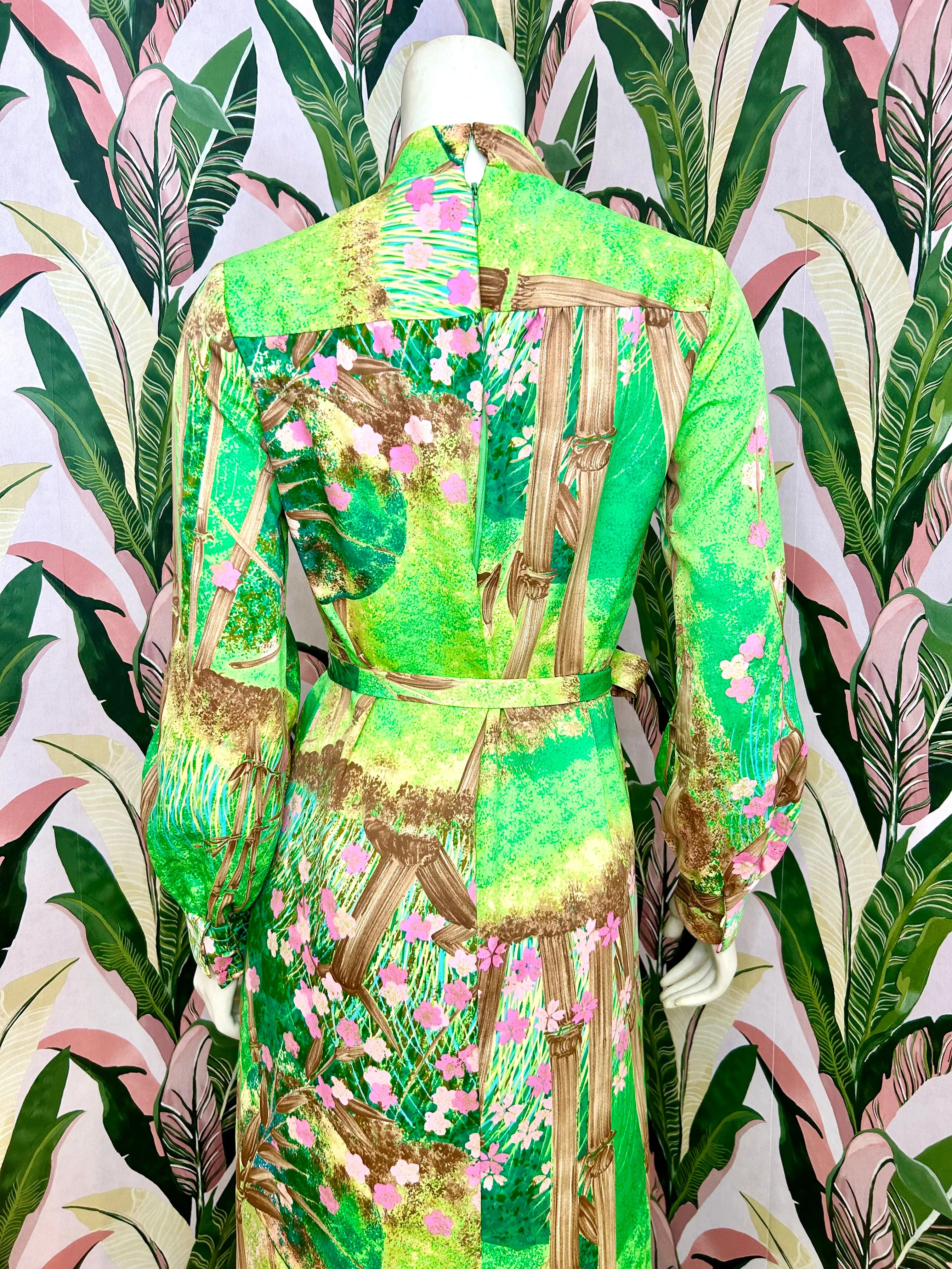 1970s Tori Richard Bamboo Tiki Dress