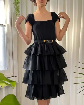 90s St John Knit Ruffle Dress | XS-S