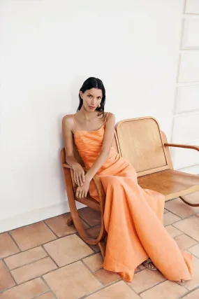 Aje Clarice Draped Maxi Dress in Sunset Orange Size 10, 12