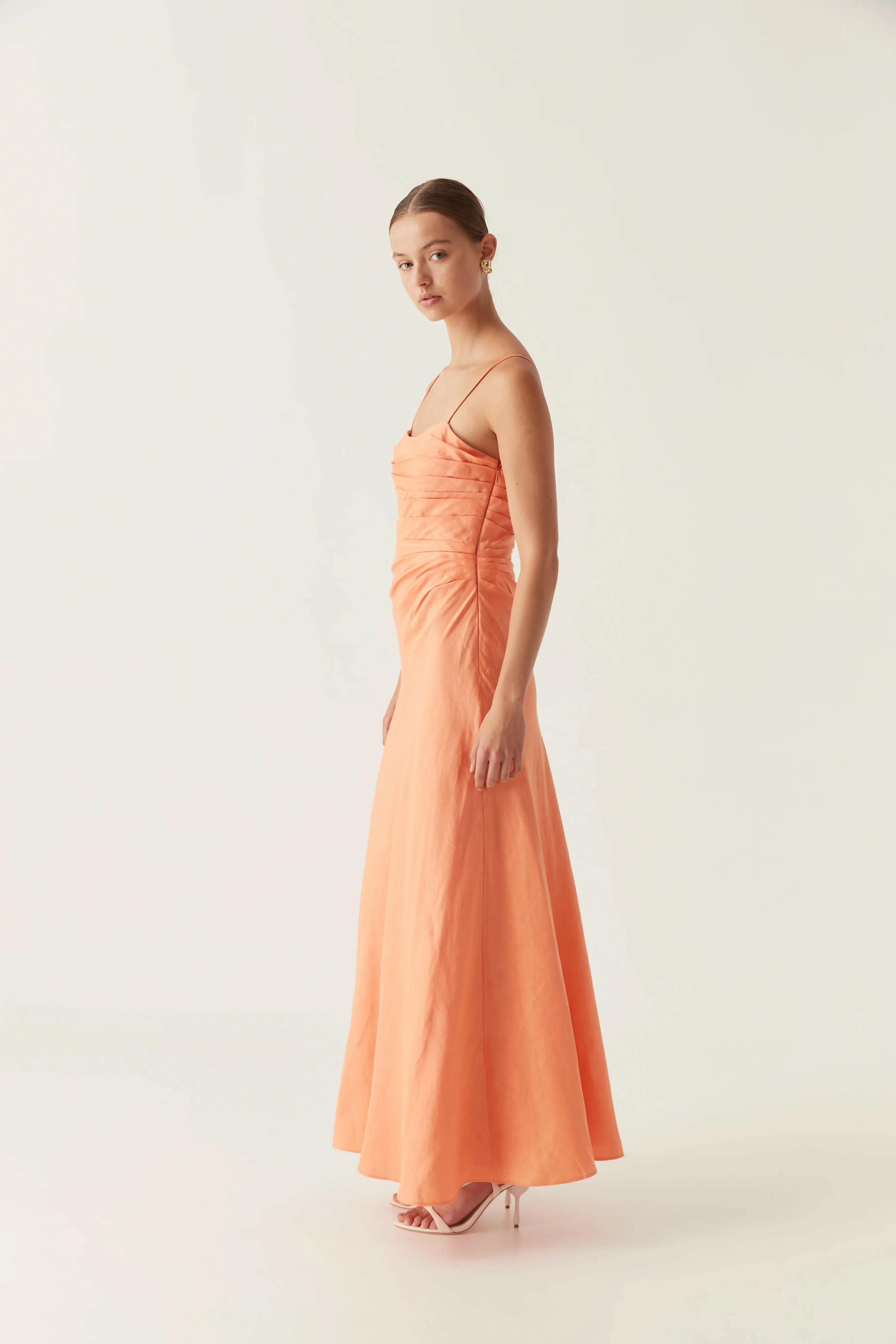 Aje Clarice Draped Maxi Dress in Sunset Orange Size 10, 12