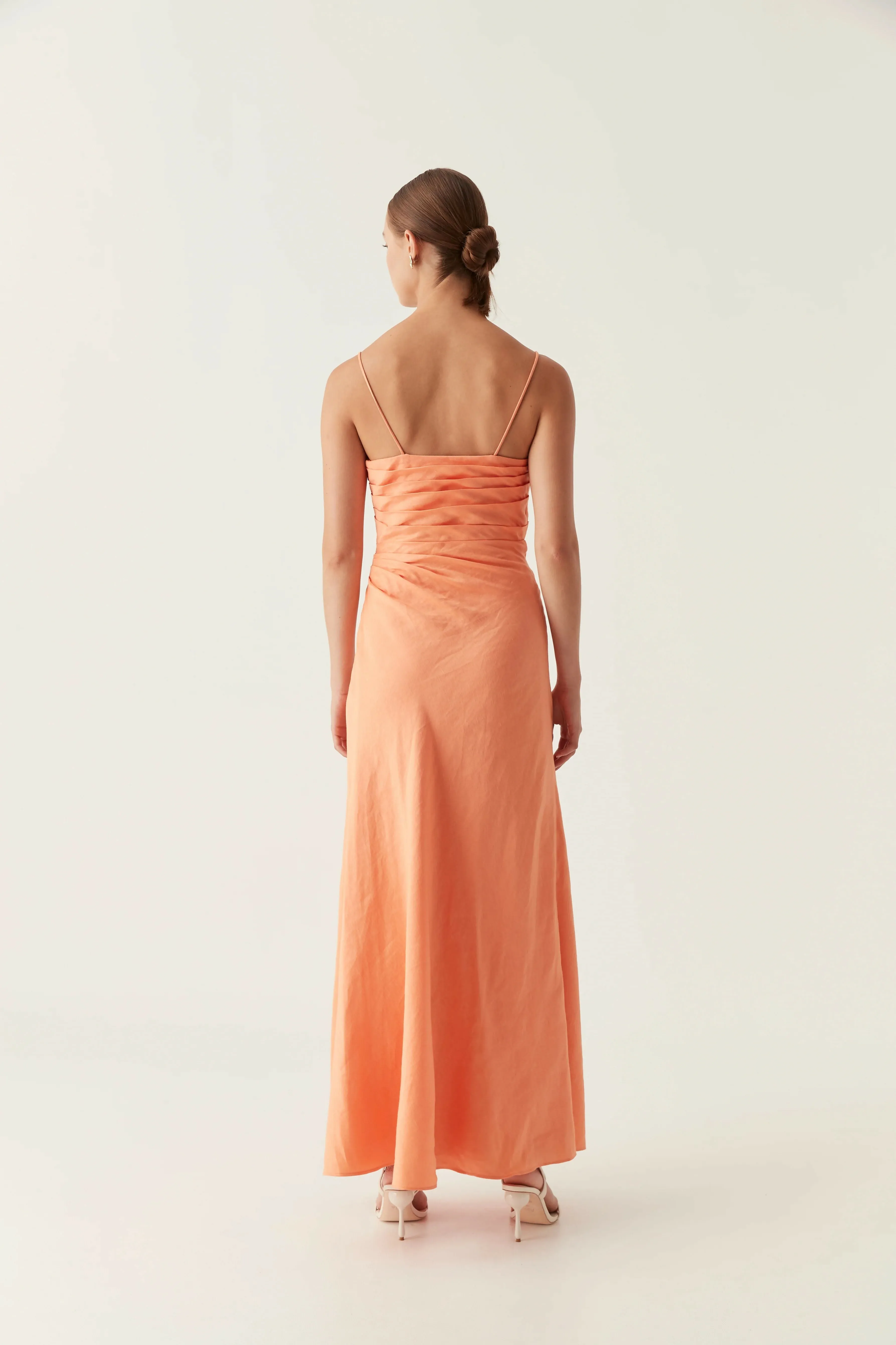 Aje Clarice Draped Maxi Dress in Sunset Orange Size 10, 12
