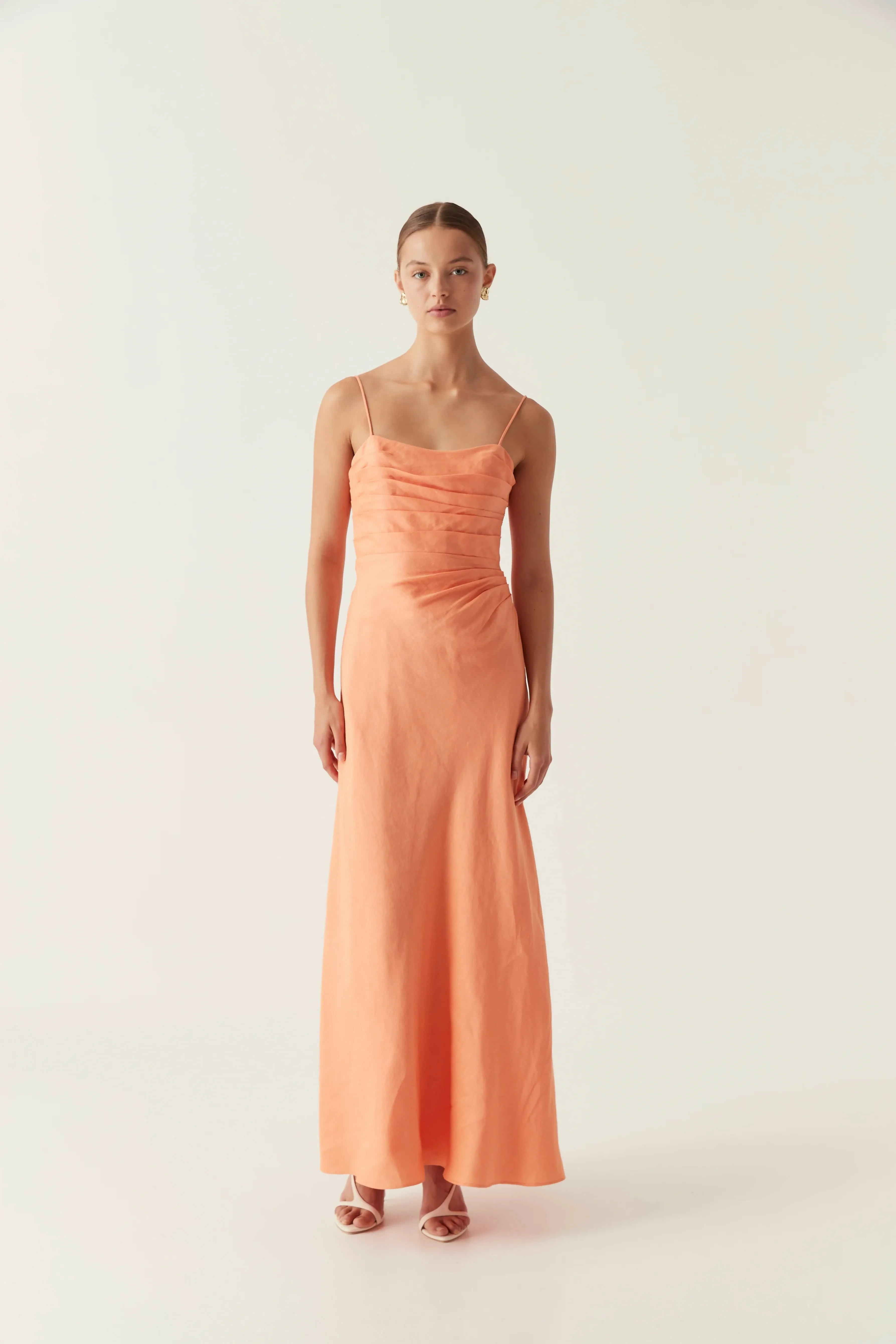 Aje Clarice Draped Maxi Dress in Sunset Orange Size 10, 12