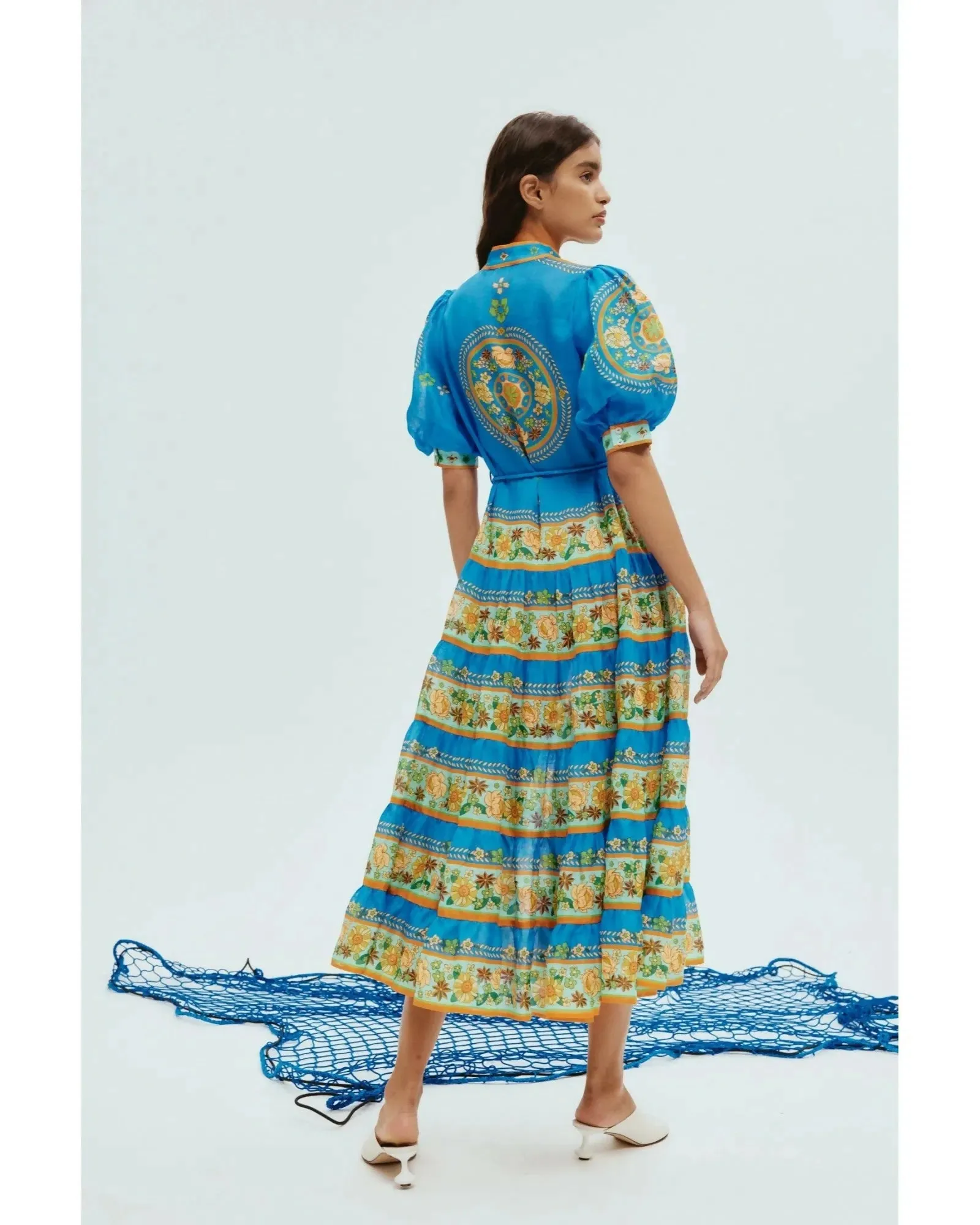 Alémais Linda Tiered Midi Dress Multi Size AU 10