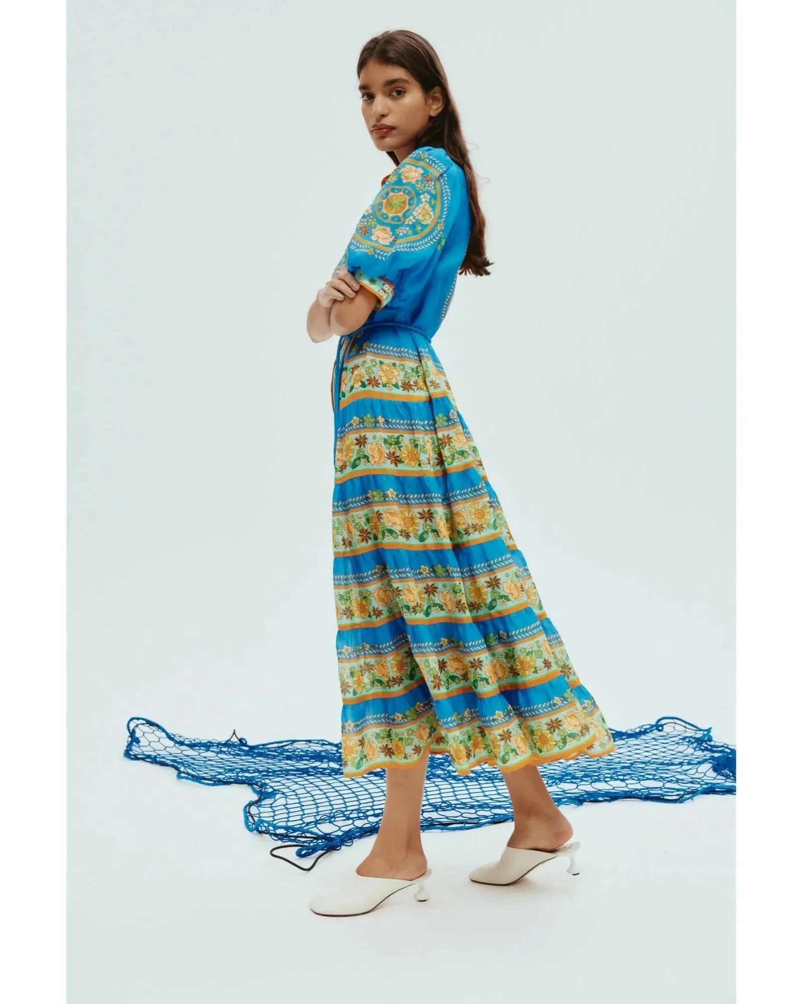 Alémais Linda Tiered Midi Dress Multi Size AU 10