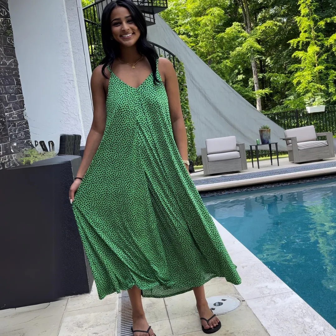 Amari Double V-Neck Summer Maxi Dress Made in USA