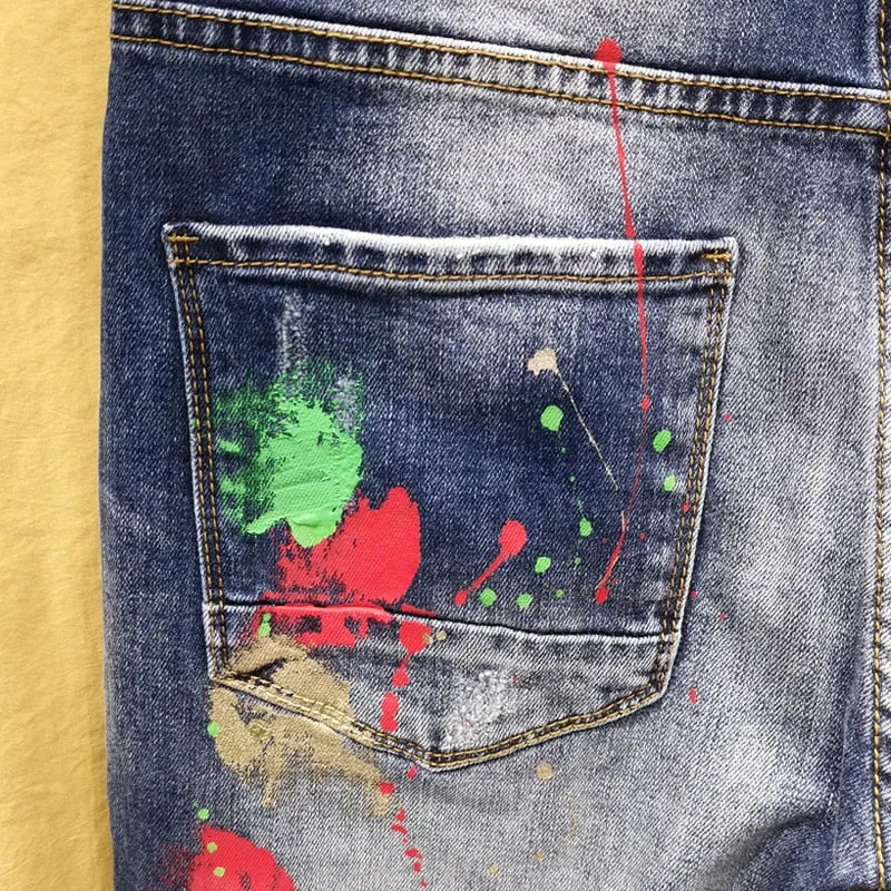 Artistic Style Ripped Slim Jeans