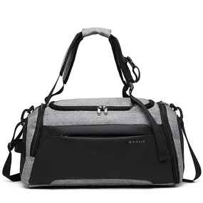BANGE Large Capacity Polyester Travel Duffle Bag with Shoe Compartment (Grey)