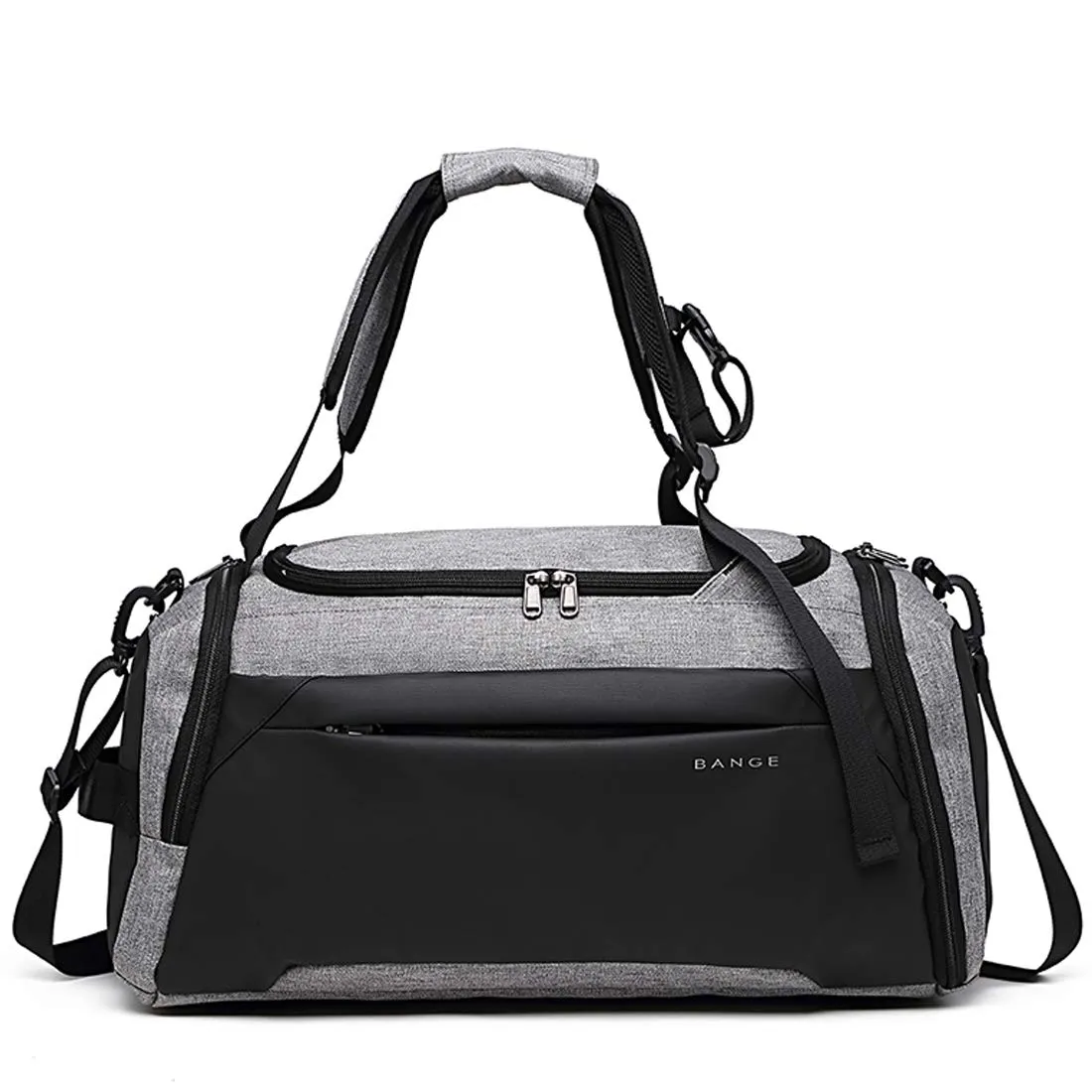 BANGE Large Capacity Polyester Travel Duffle Bag with Shoe Compartment (Grey)