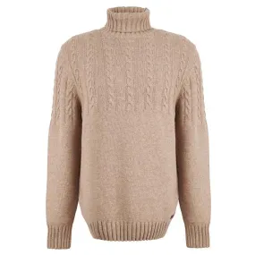 Barbour Duffle Cable Rollneck Mens Jumper - Stone