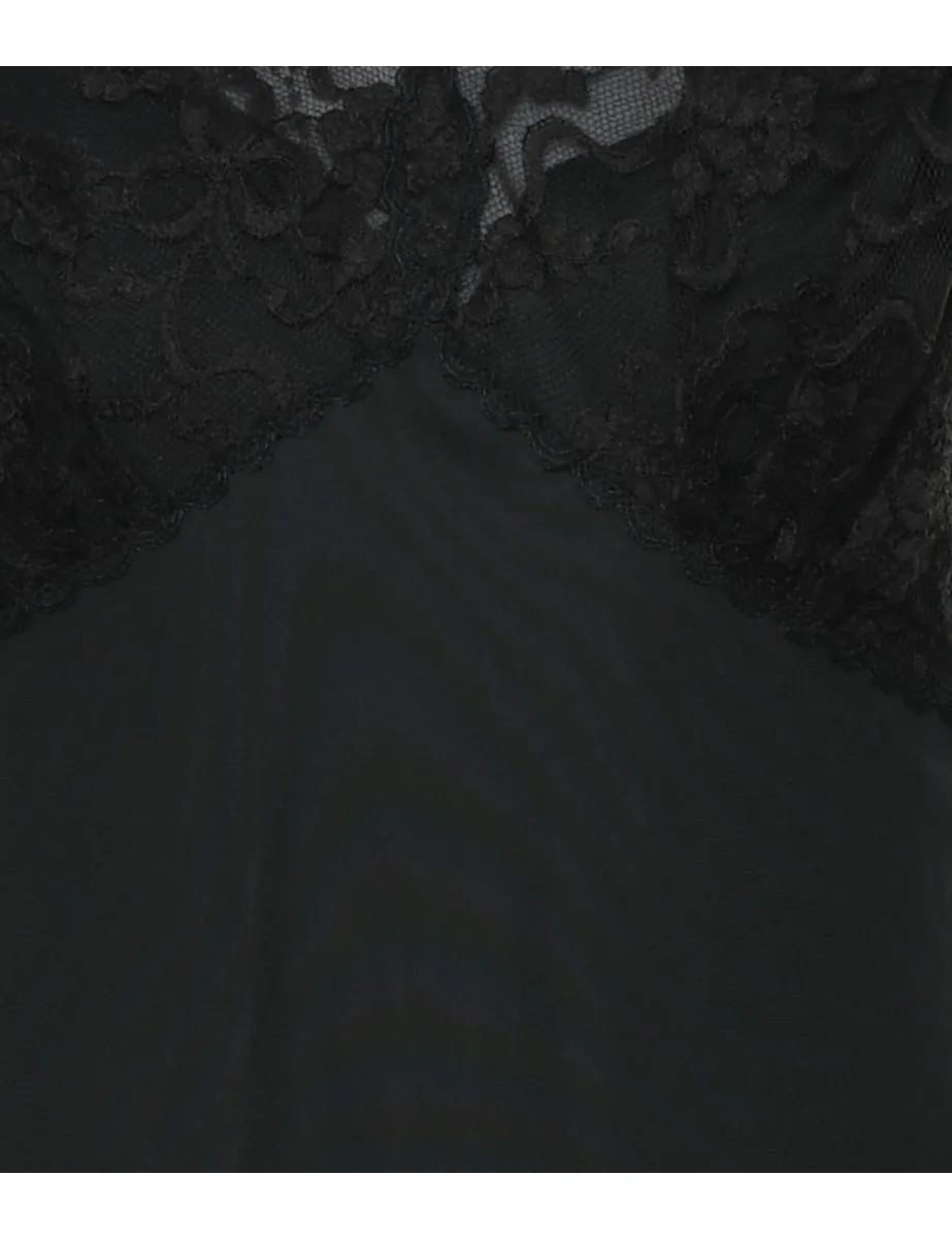 Black Lace Trim Slip Dress - M