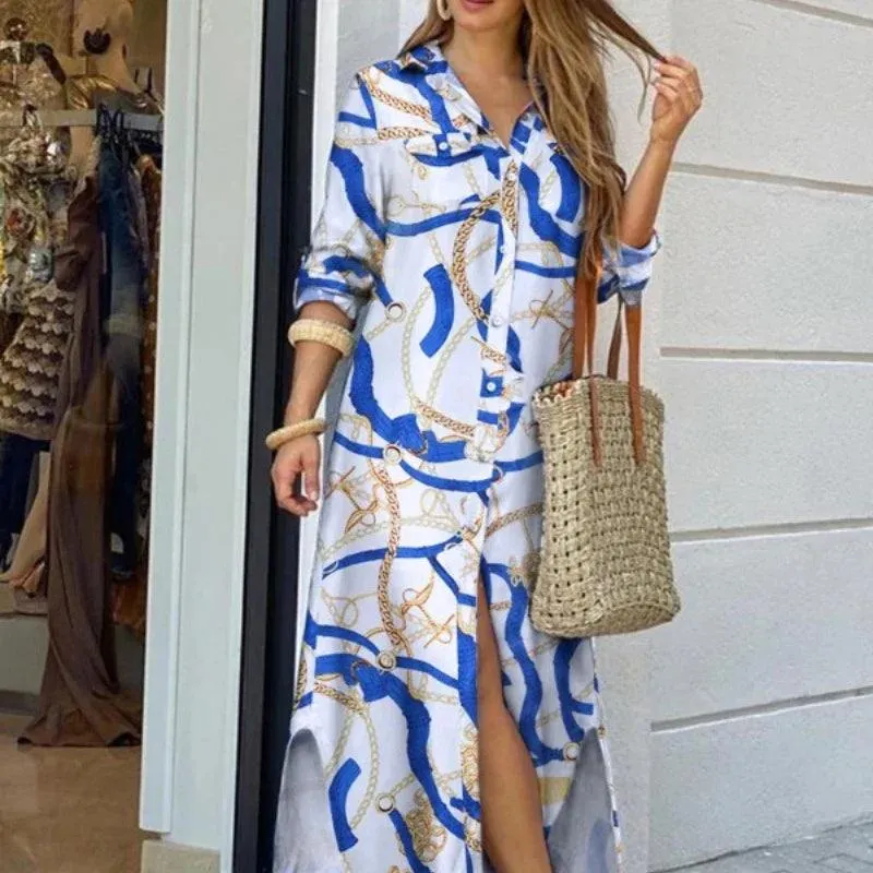 Boho Printed Maxi Dress: Stylish Women's Fashion for Spring & Autumn