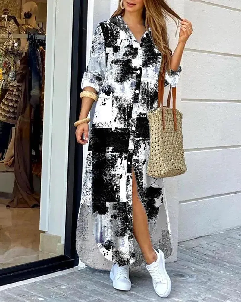 Boho Printed Maxi Dress: Stylish Women's Fashion for Spring & Autumn