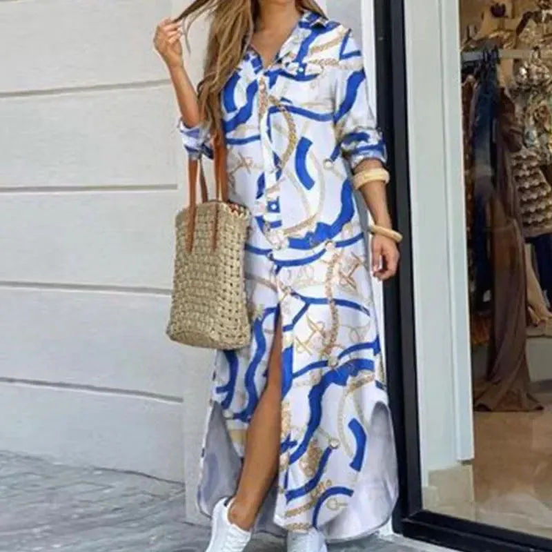 Boho Printed Maxi Dress: Stylish Women's Fashion for Spring & Autumn
