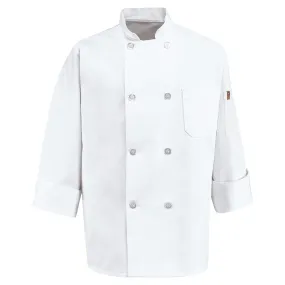 Chef Design  - Eight Pearl Button Chef Coat with Thermometer Pocket 0413 - White