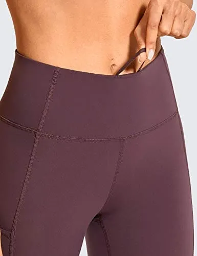 CRZ YOGA Women's Naked Feeling Workout Leggings 25 Inches - High Waisted Yoga Pants with Side Pockets Arctic Plum