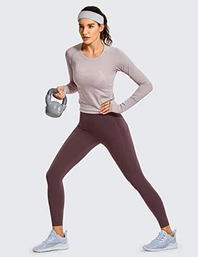 CRZ YOGA Women's Naked Feeling Workout Leggings 25 Inches - High Waisted Yoga Pants with Side Pockets Arctic Plum