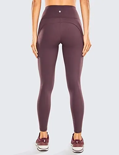 CRZ YOGA Women's Naked Feeling Workout Leggings 25 Inches - High Waisted Yoga Pants with Side Pockets Arctic Plum