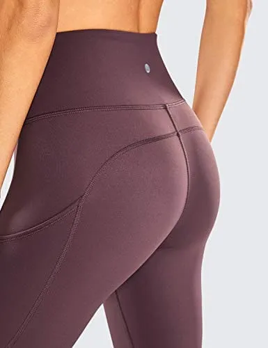 CRZ YOGA Women's Naked Feeling Workout Leggings 25 Inches - High Waisted Yoga Pants with Side Pockets Arctic Plum