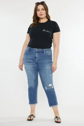 Curvy KanCan Mid Rise Boyfriend Jeans