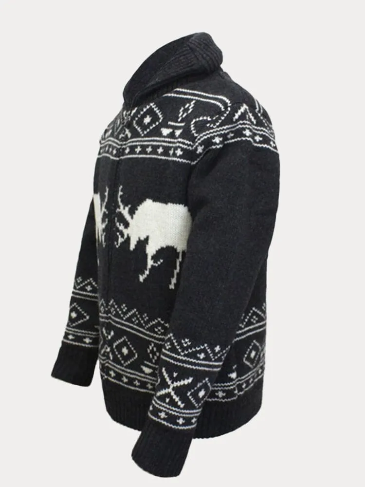 Deer Printed Sweater Coat