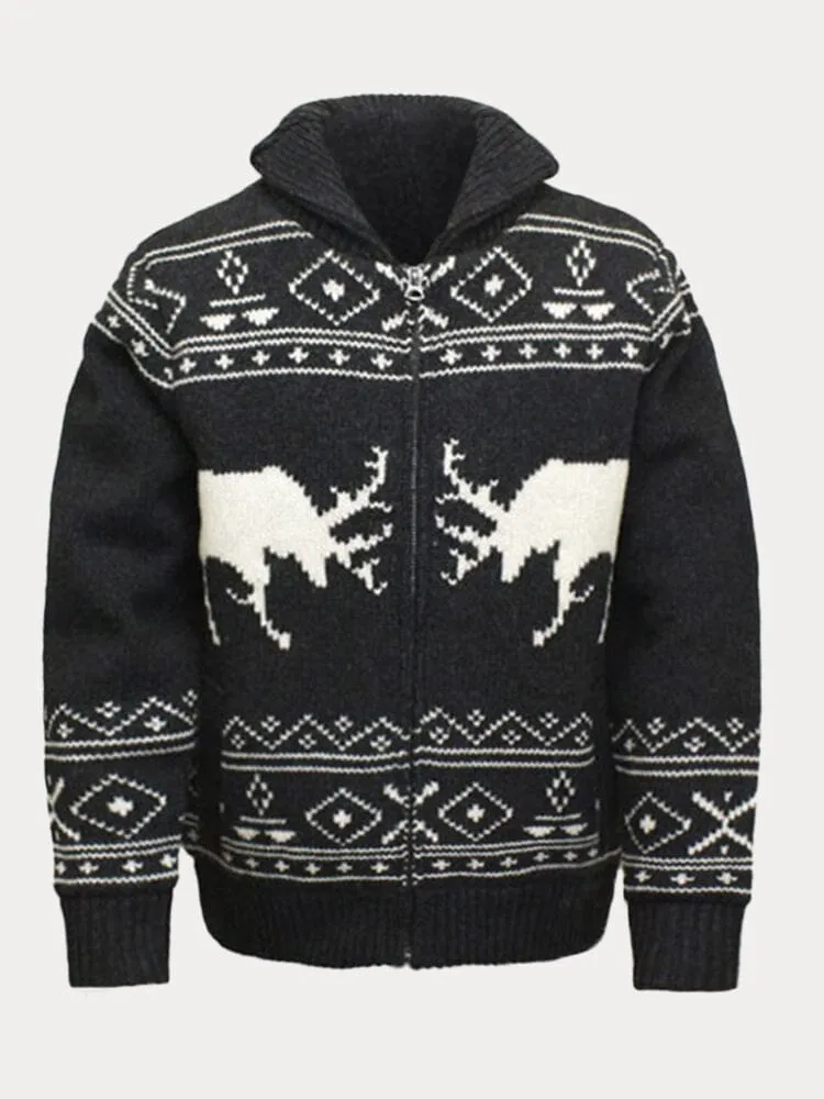 Deer Printed Sweater Coat