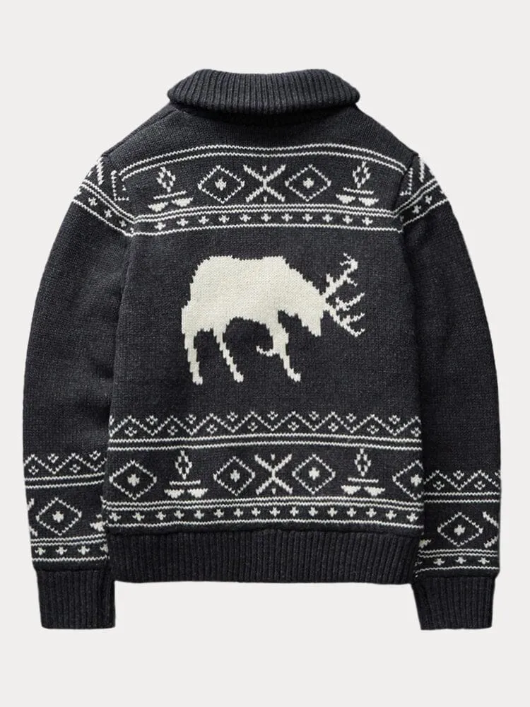 Deer Printed Sweater Coat