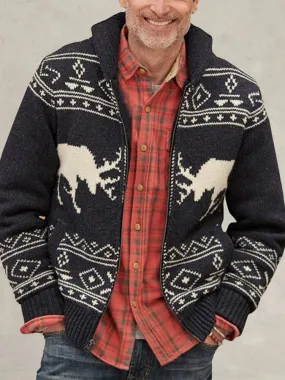 Deer Printed Sweater Coat