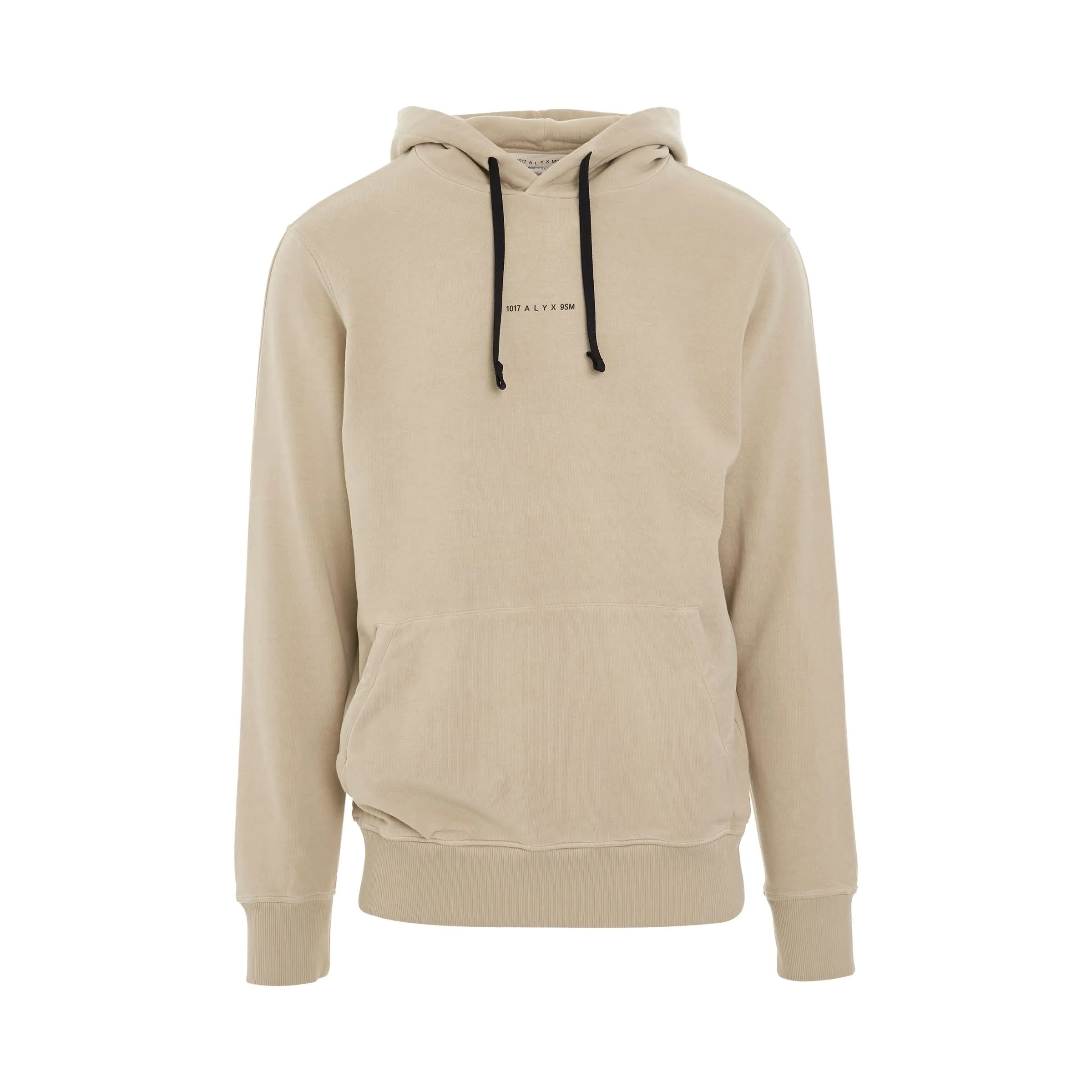 Double Print Logo Hoodie in Off Tan
