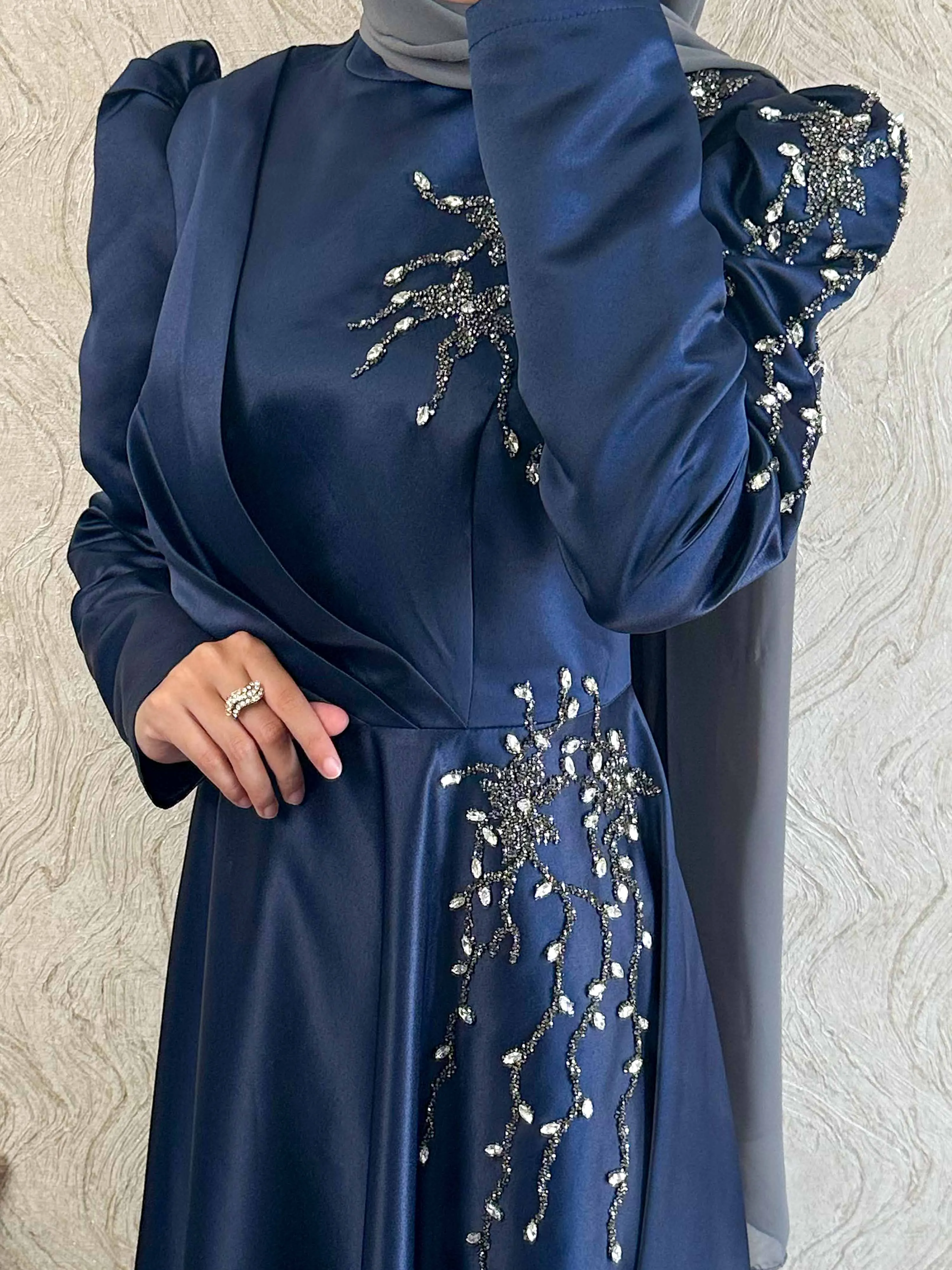 Exclusive Occasional Satin Rhinestone Detail Dress