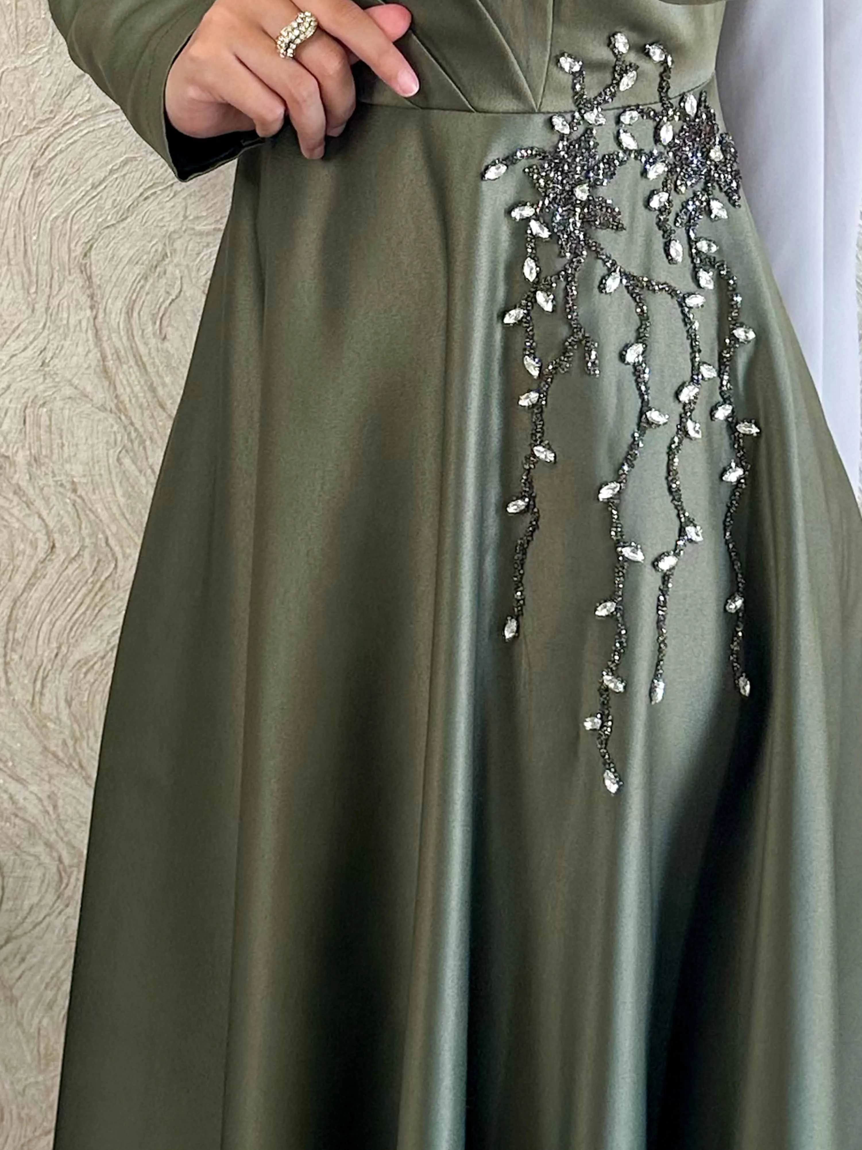 Exclusive Occasional Satin Rhinestone Detail Dress