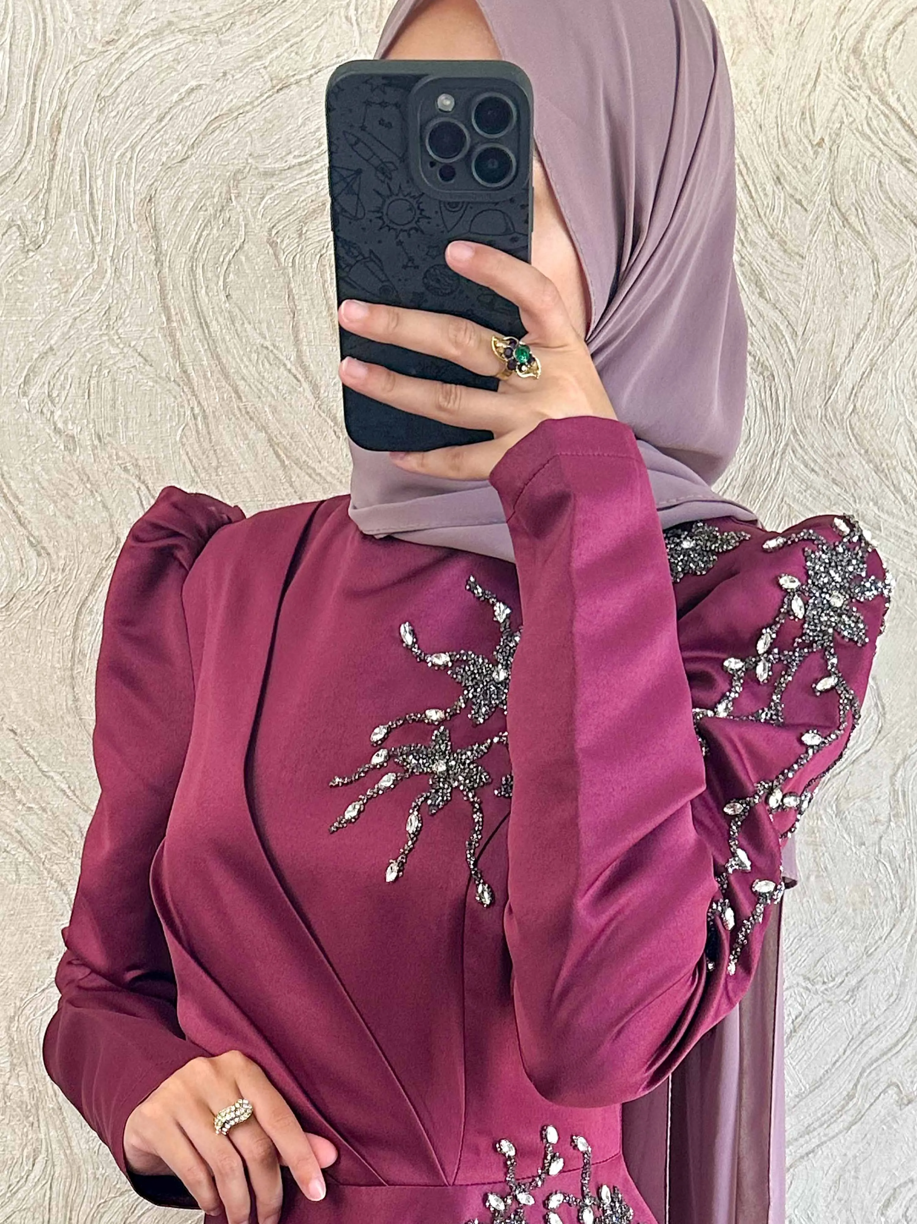 Exclusive Occasional Satin Rhinestone Detail Dress