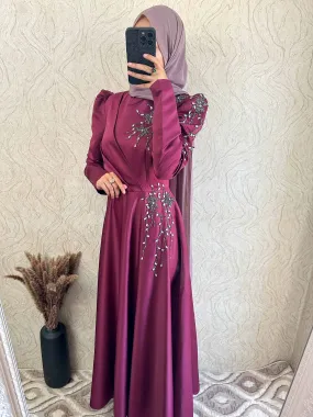 Exclusive Occasional Satin Rhinestone Detail Dress