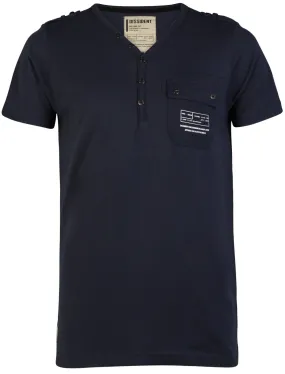 Fender Henley T-Shirt In Midnight Blue - Dissident