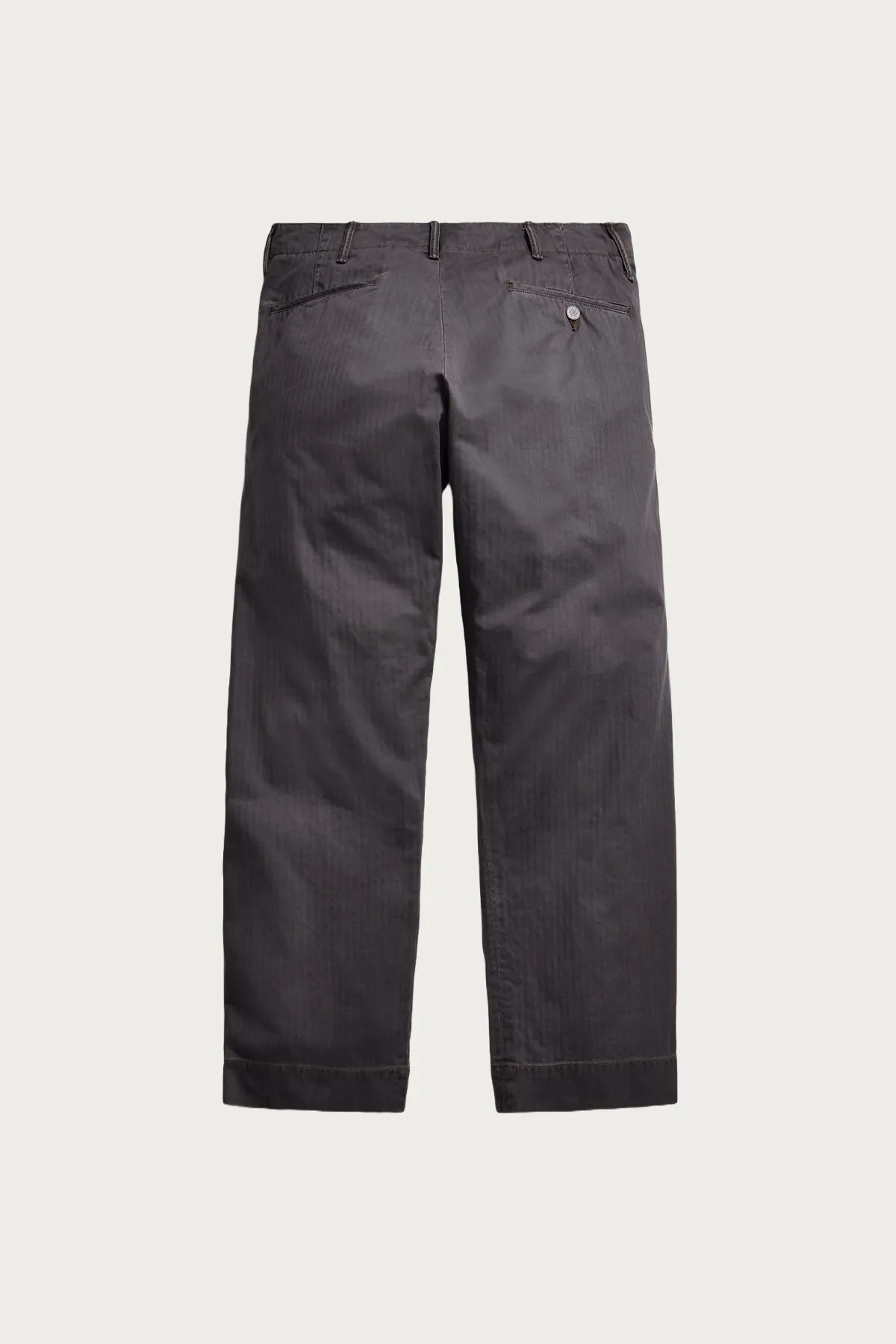 Flat Front Cotton Herringbone Field Chino Pant - Washed Black