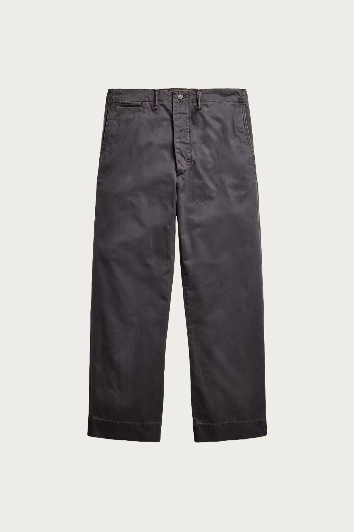 Flat Front Cotton Herringbone Field Chino Pant - Washed Black
