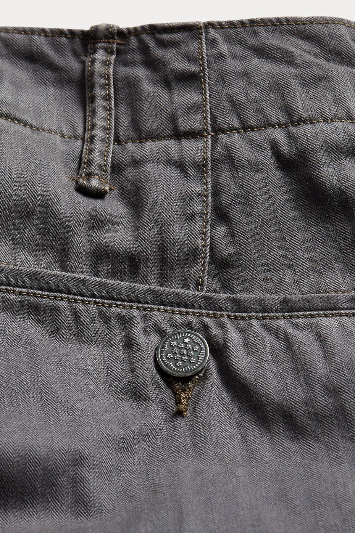 Flat Front Cotton Herringbone Field Chino Pant - Washed Black