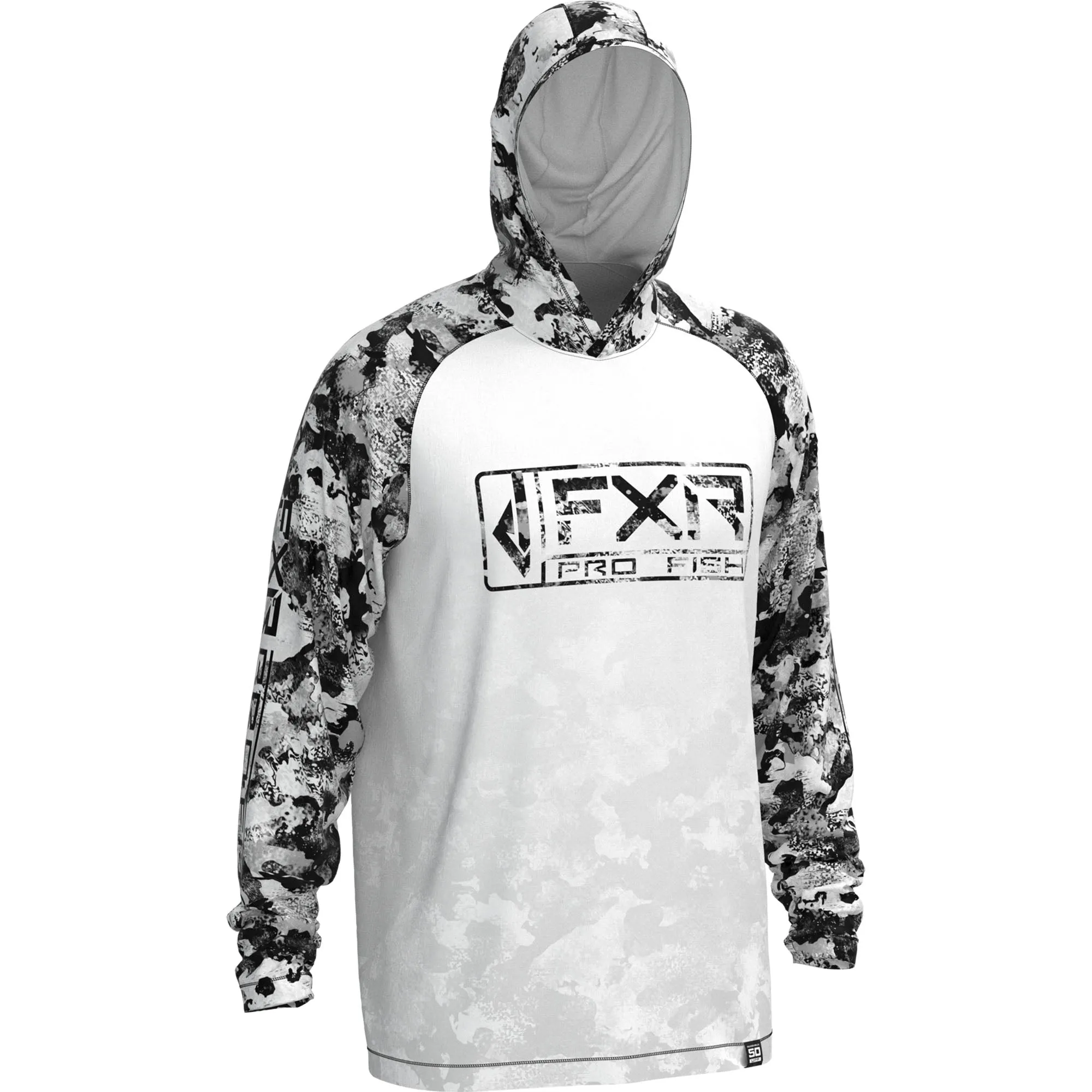 FXR  Mens White Camo White Derby Air UPF Pullover Hoodie Hoody Sunshield