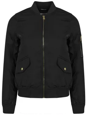 Georgie Zip Up Bomber Jacket in Black - Tokyo Laundry