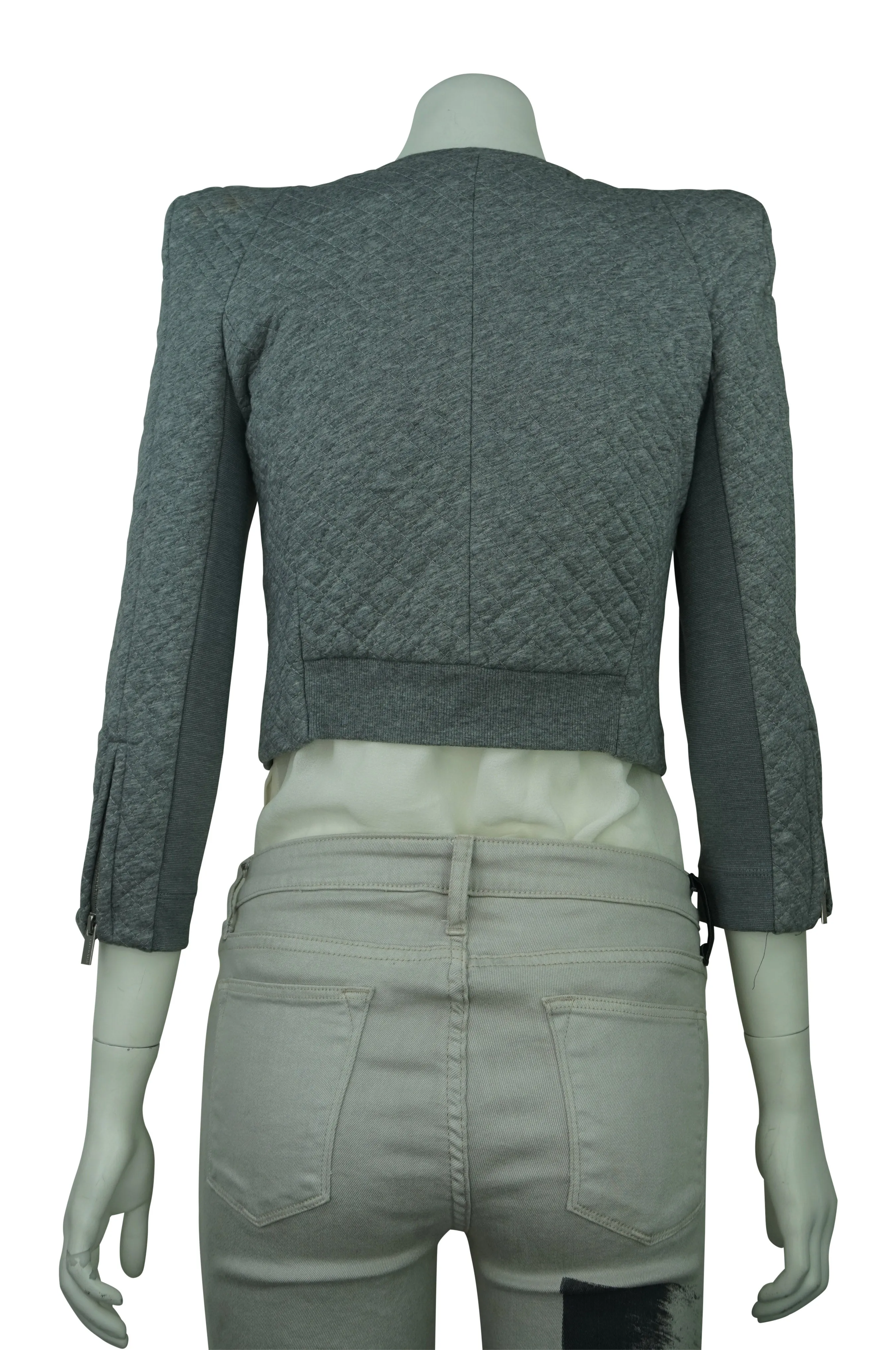 Grey Cropped Asymetric Jacket