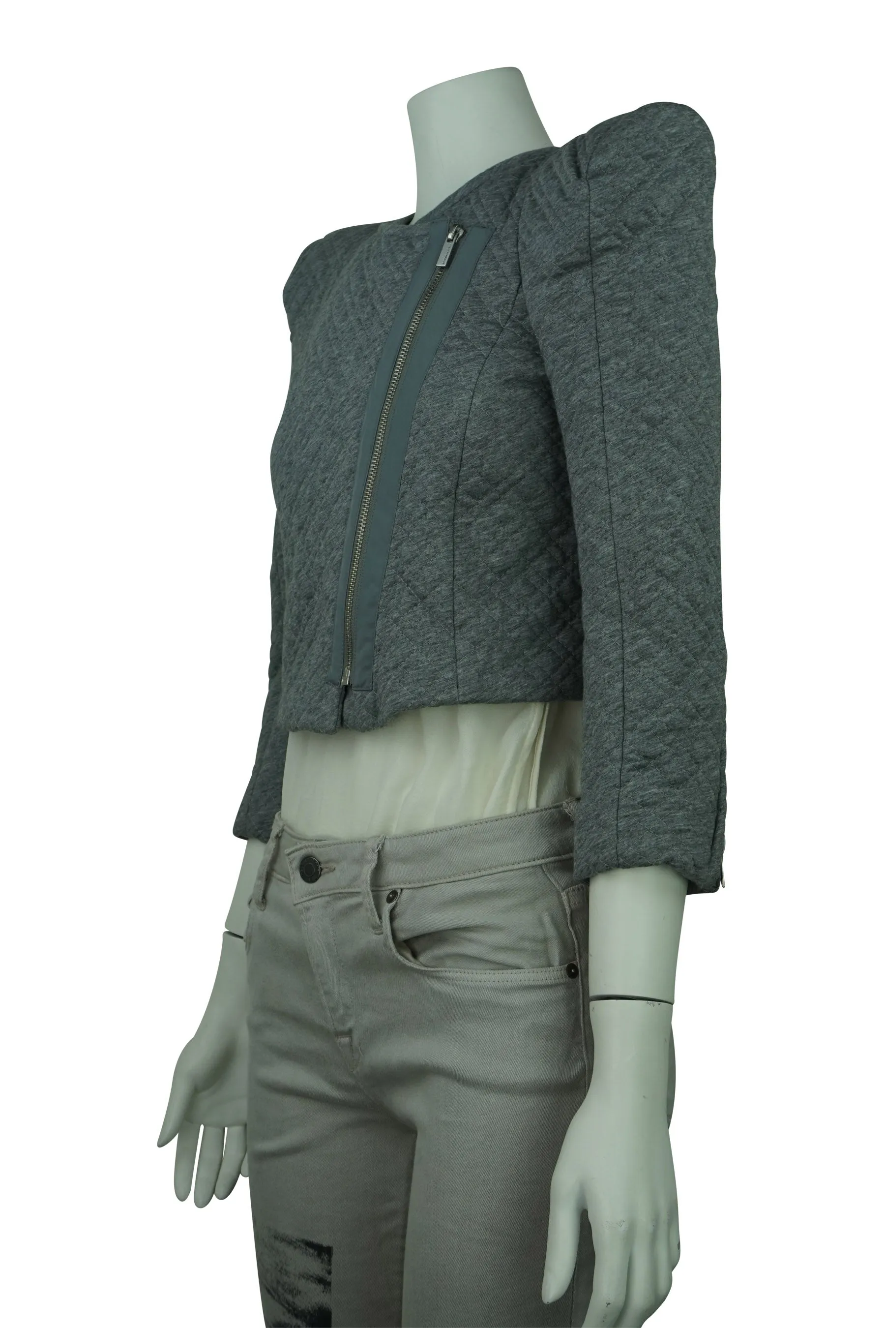 Grey Cropped Asymetric Jacket