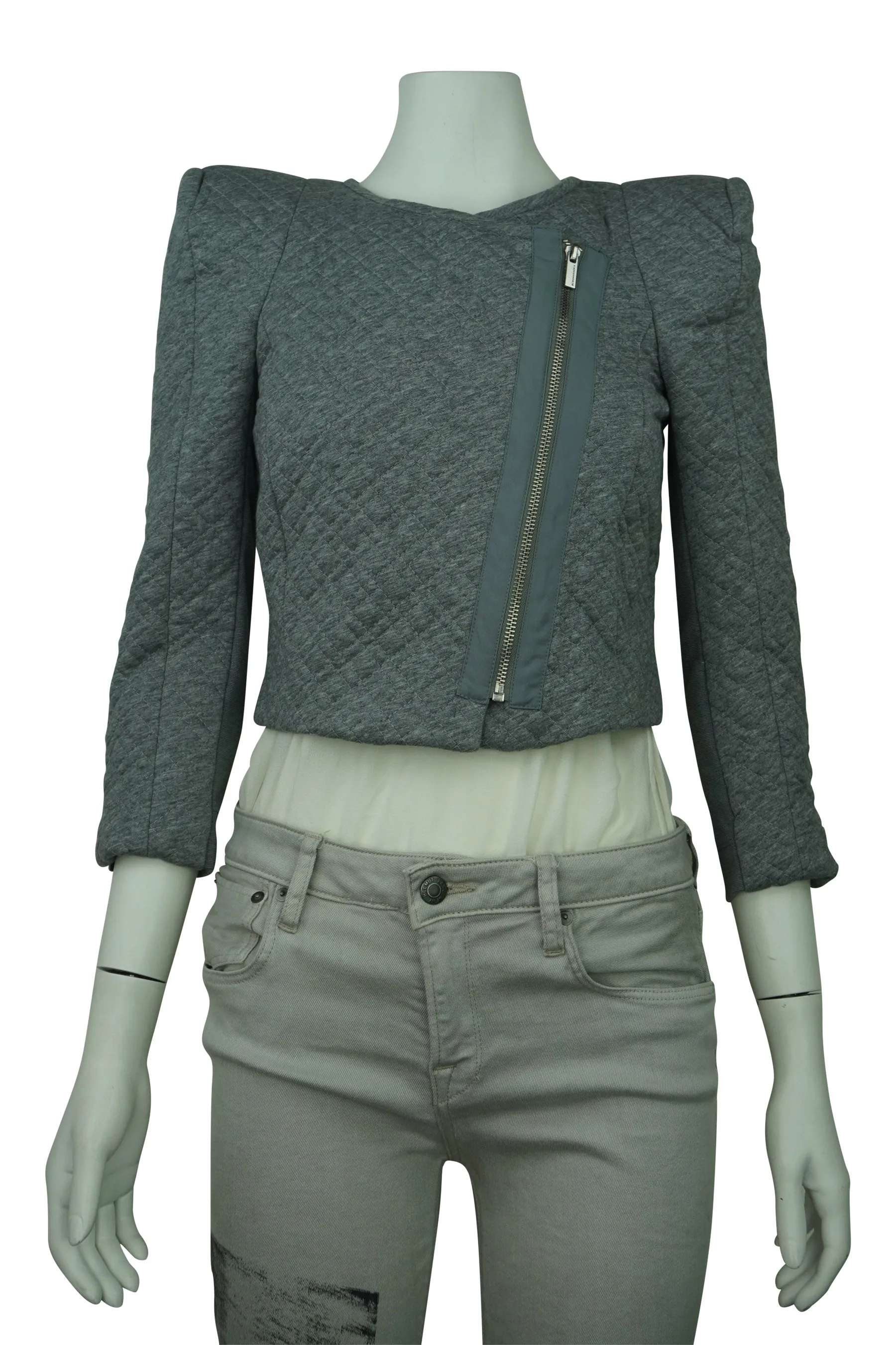 Grey Cropped Asymetric Jacket