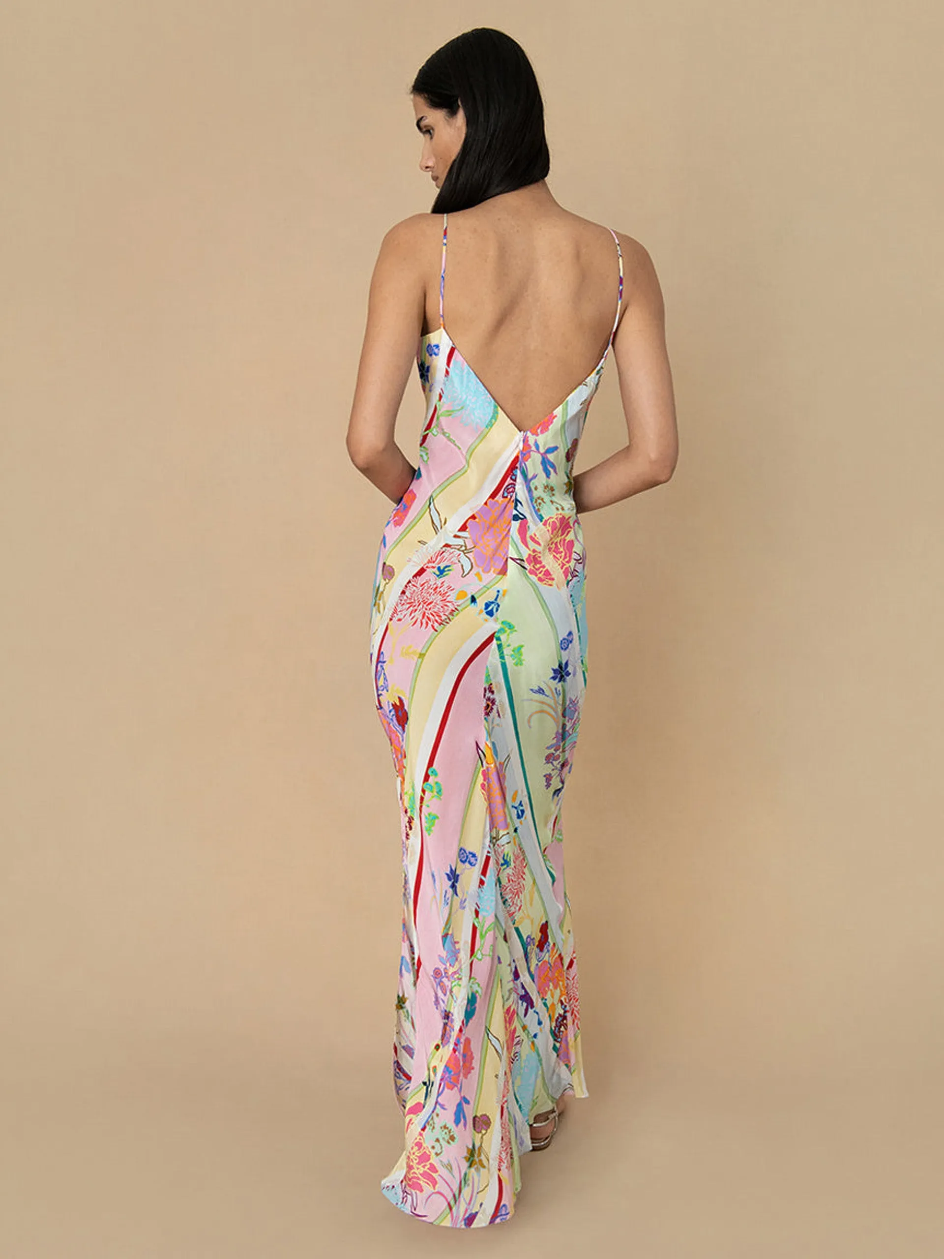 Jardin mix olive crepe maxi dress