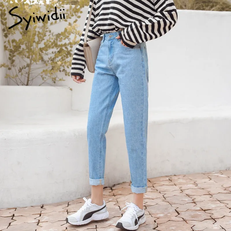 Joskaa High Waisted Jeans for Women Clothes Fall 2024 Denim Joggers Vintage Streetwear  White Black Blue Harem Pants Casual