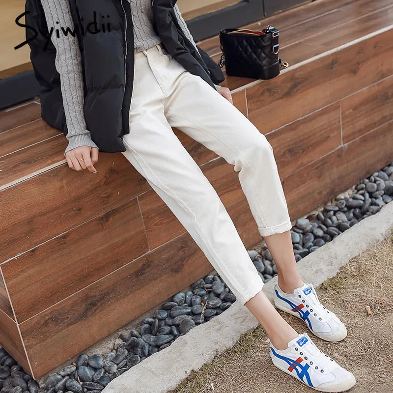 Joskaa High Waisted Jeans for Women Clothes Fall 2024 Denim Joggers Vintage Streetwear  White Black Blue Harem Pants Casual