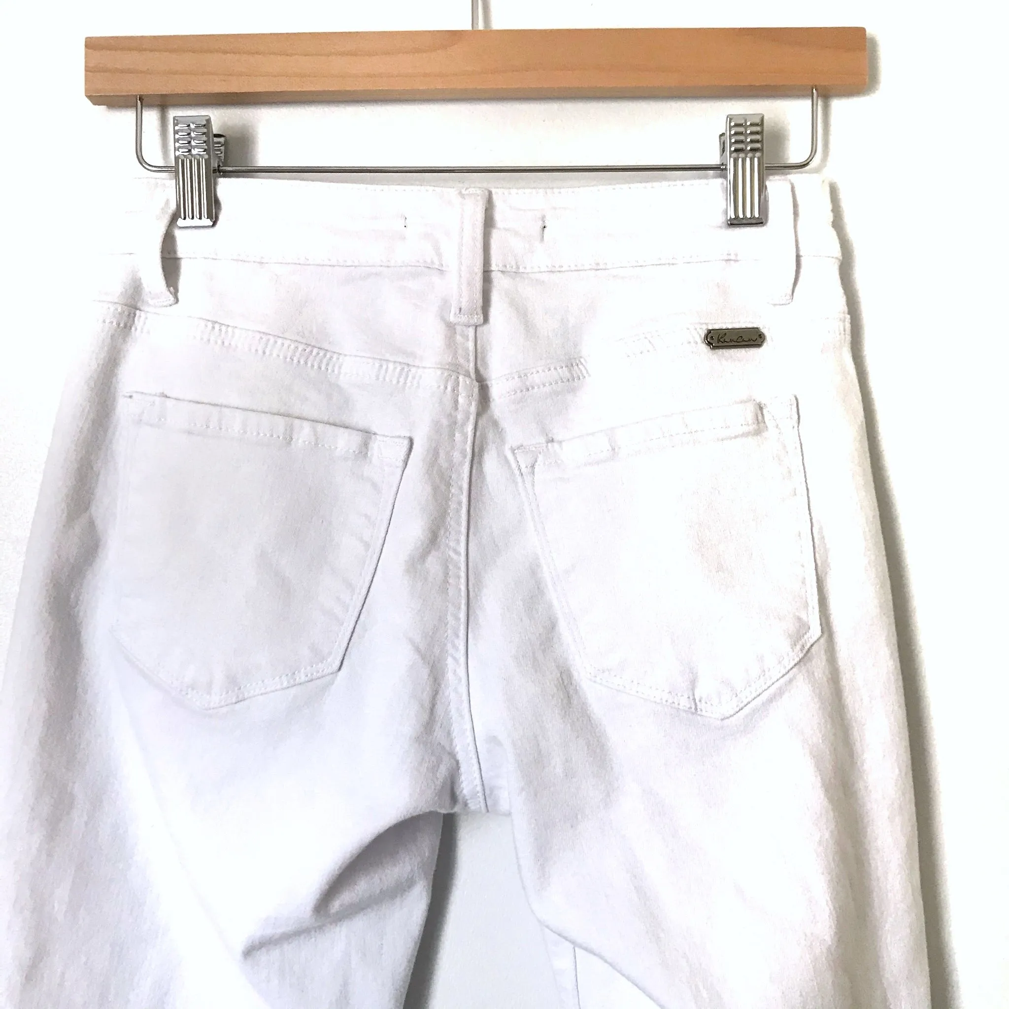 Kancan White Distressed Cropped Angled Raw Hem Jeans- Size 25 (Inseam 23”)
