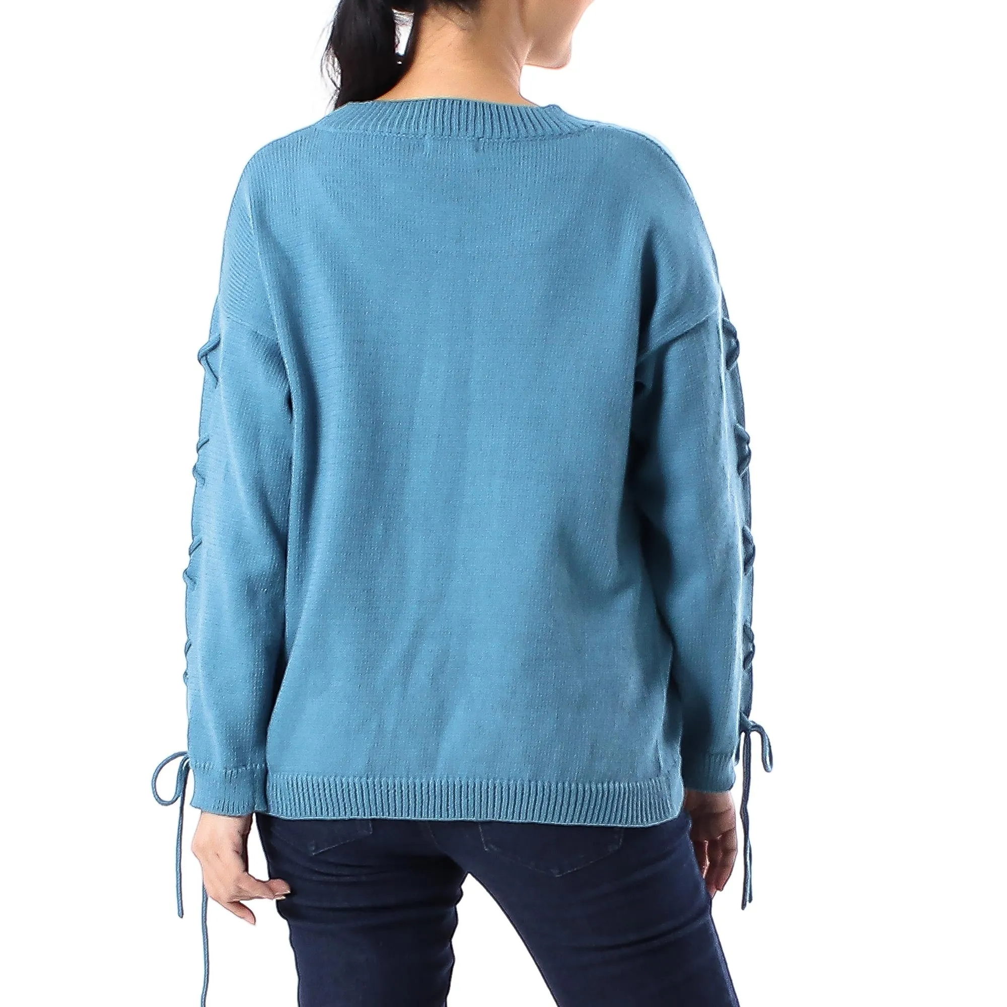 Knit Cotton Pullover in Cerulean from Thailand - Cool Cross in Cerulean | NOVICA