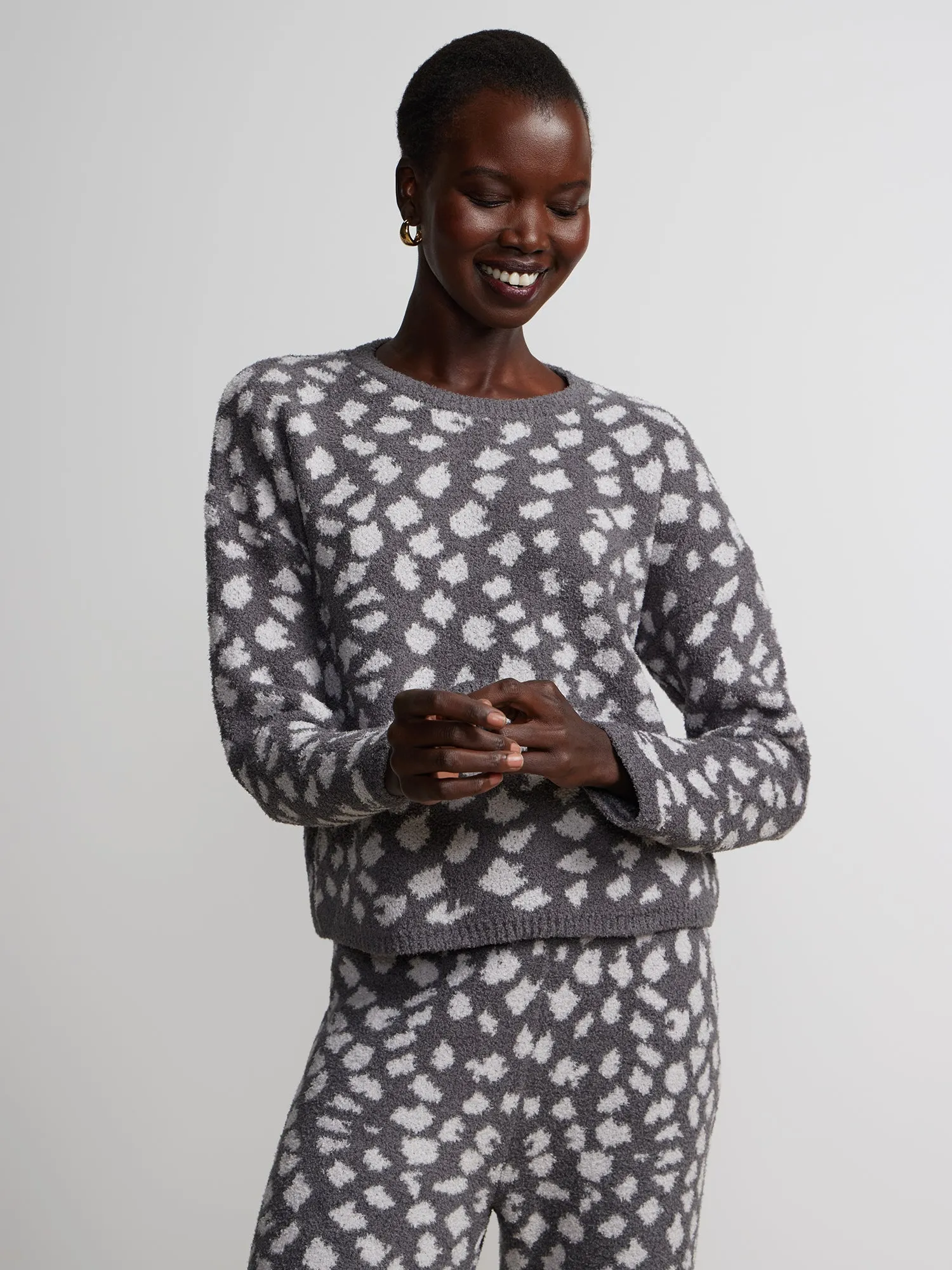 Leopard Print Teddy Pullover