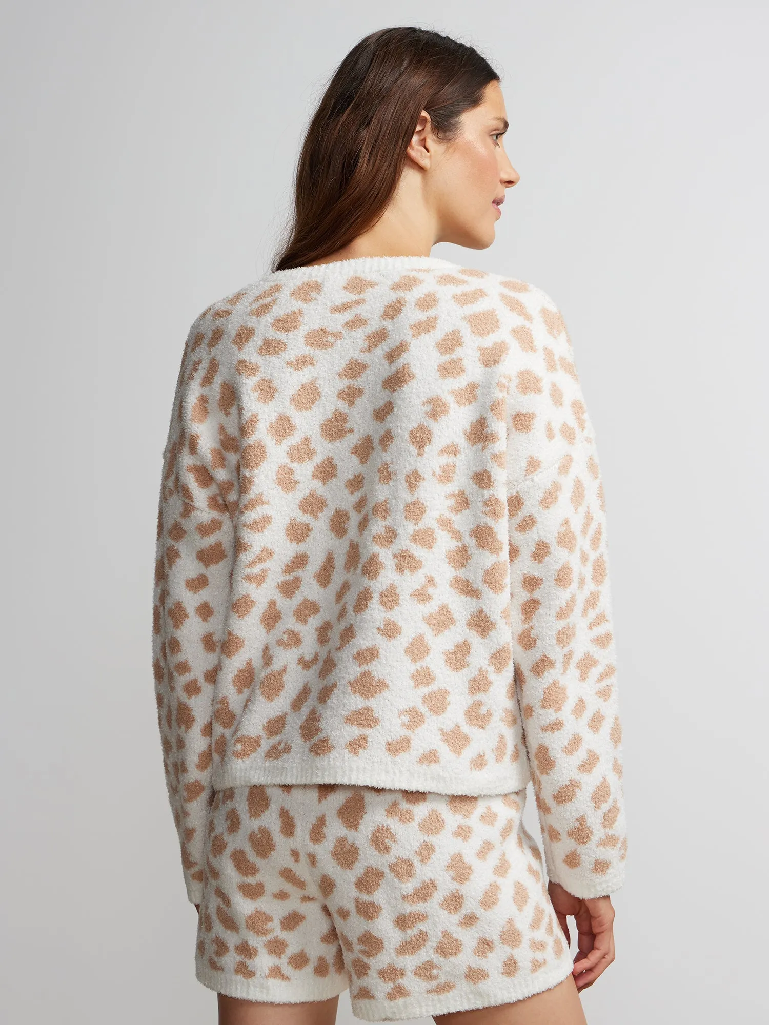 Leopard Print Teddy Pullover